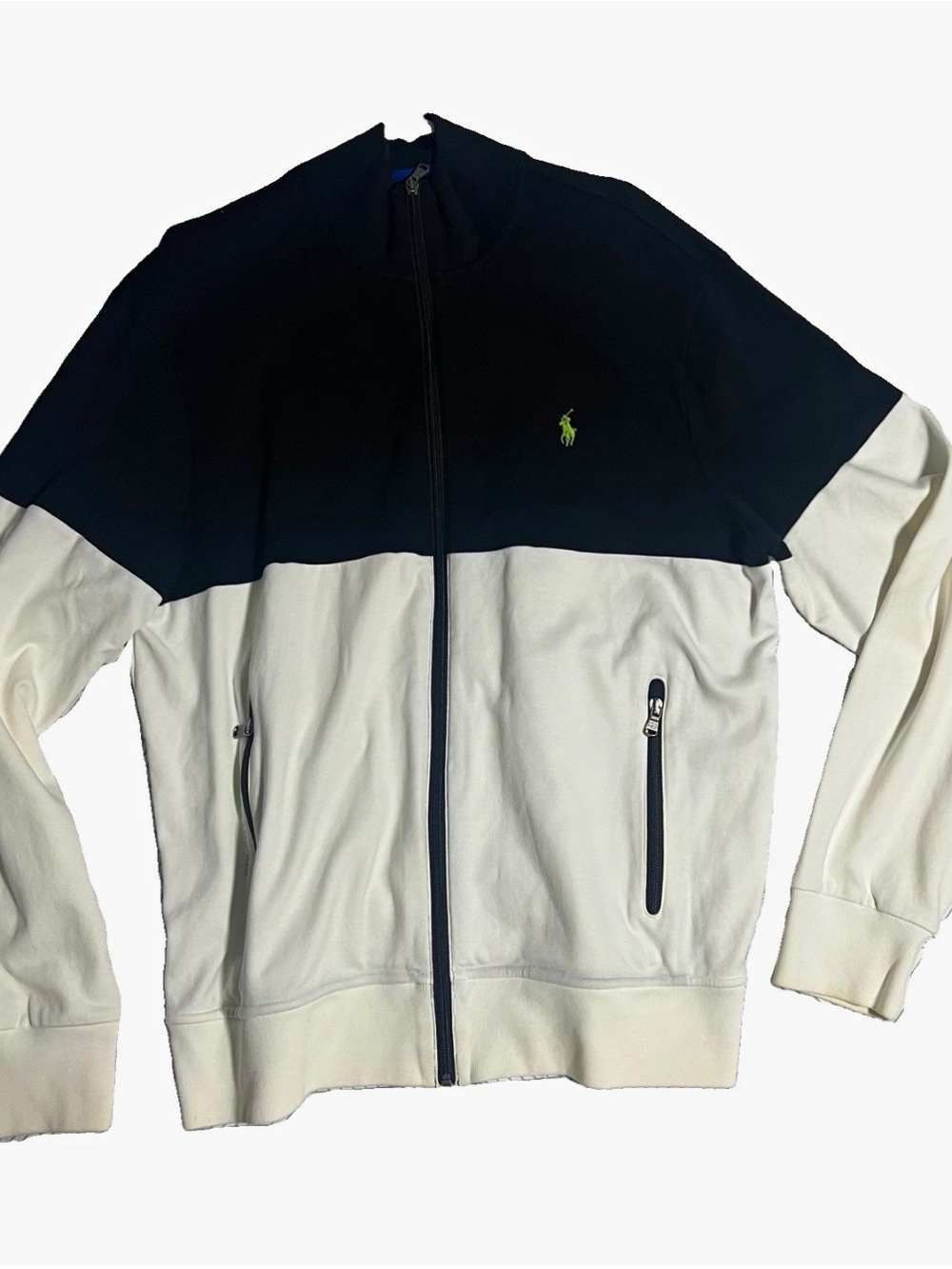 Polo by Ralph Lauren Navy and White Colorblock Zip Jacket